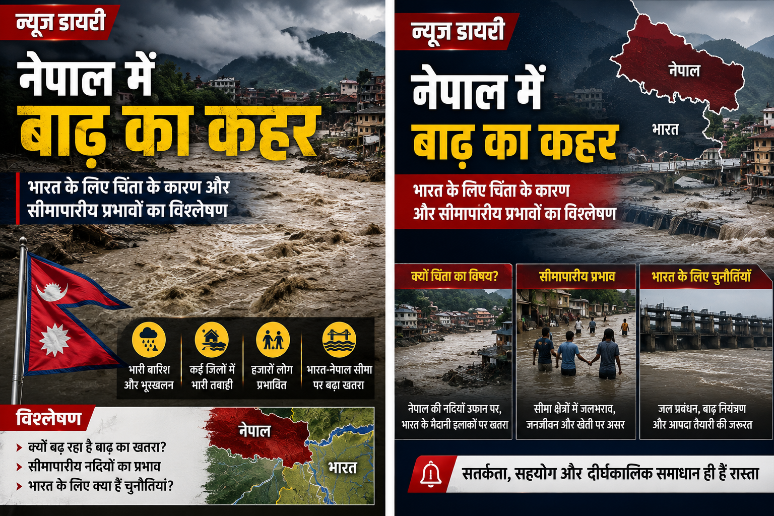 नेपाल में हने बाढ़ का असर भी पड़ रहा है भारत पर, राजसीहान और बिहार सबसे ज्यादा प्रभावित