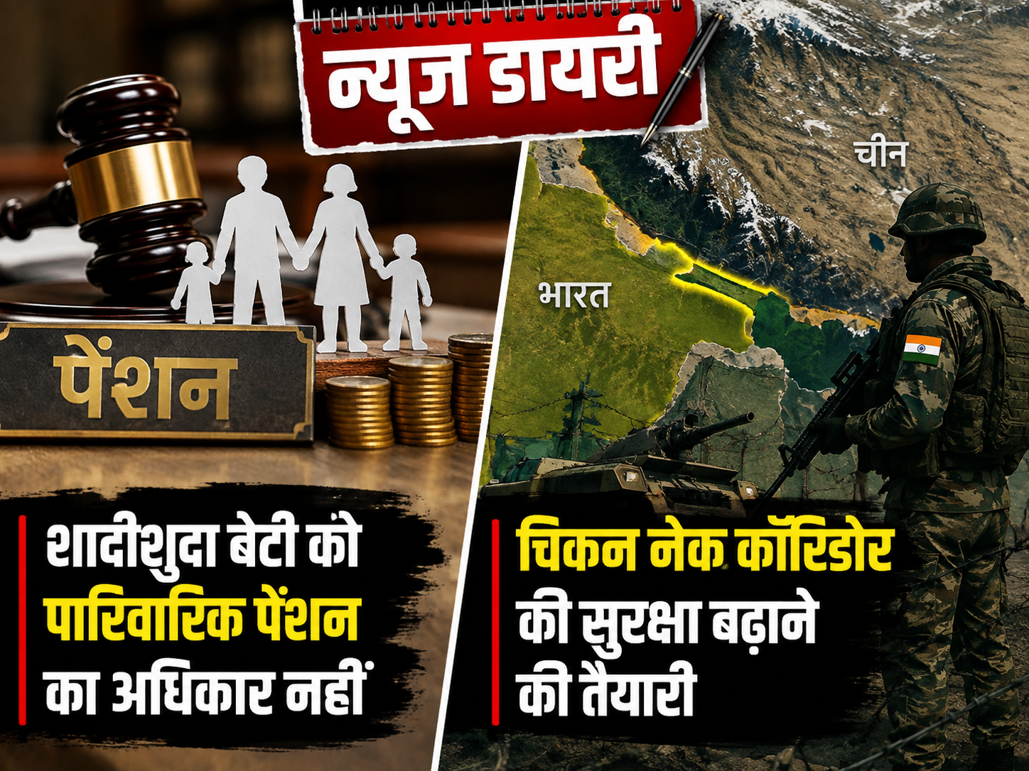 न्यूज डायरी: शादीशुदा बेटी को पारिवारिक पेंशन का अधिकार नहीं; चिकन नेक कॉरिडोर की सुरक्षा बढ़ाने की तैयारी
