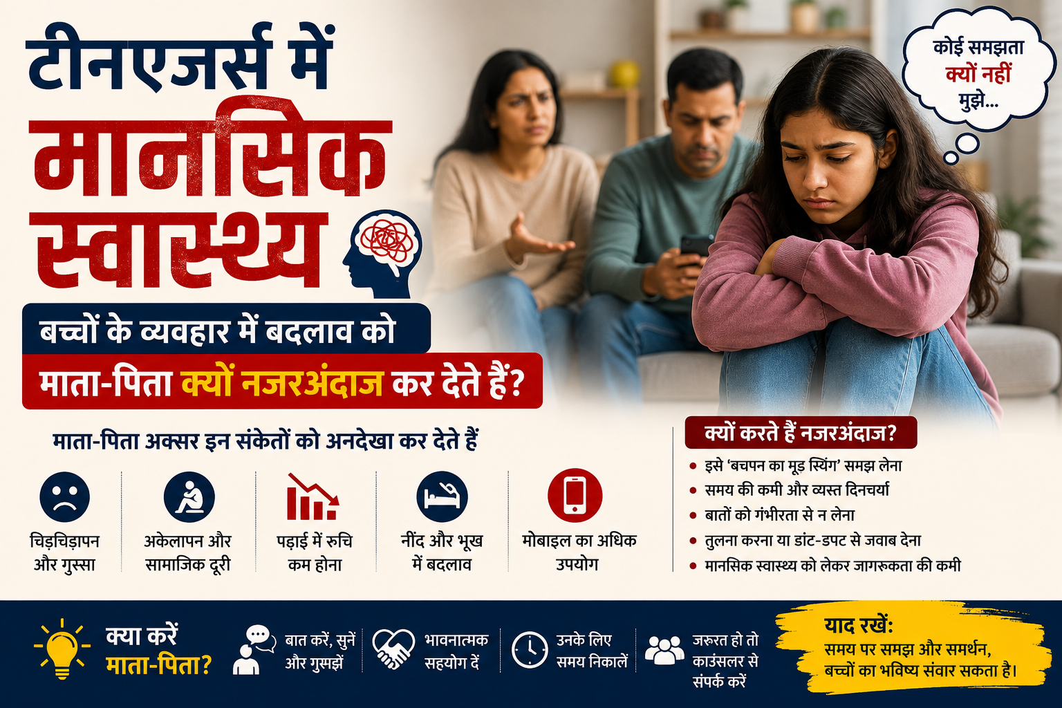 टीनएजर्स में मानसिक स्वास्थ्य: बच्चों के व्यवहार में बदलाव को माता-पिता क्यों नजरअंदाज कर देते हैं?